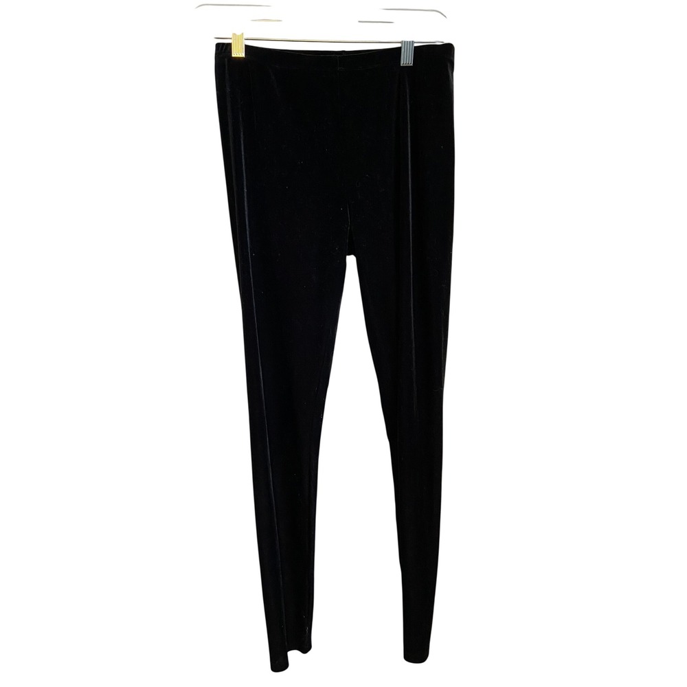 Eileen‎ Fisher Black Velvet Leggings Slim Fit Stretch Elastic Waist XS
